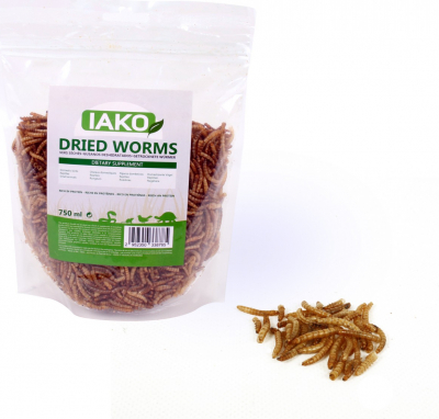 IAKO Dried Worms vermi di farina essiccati e naturali per rettili e uccelli