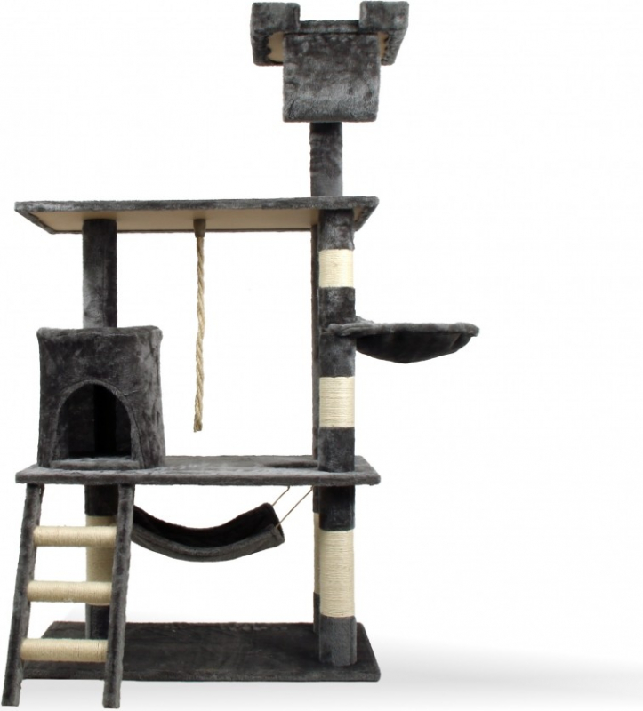 Arbre à chat - 141 cm - Zolia Alaké avec griffoir, sisal, corde jeu, hamacs, escalier