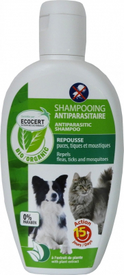 Shampooing antiparasitaire EcoSoin BIO pour chien et chat 