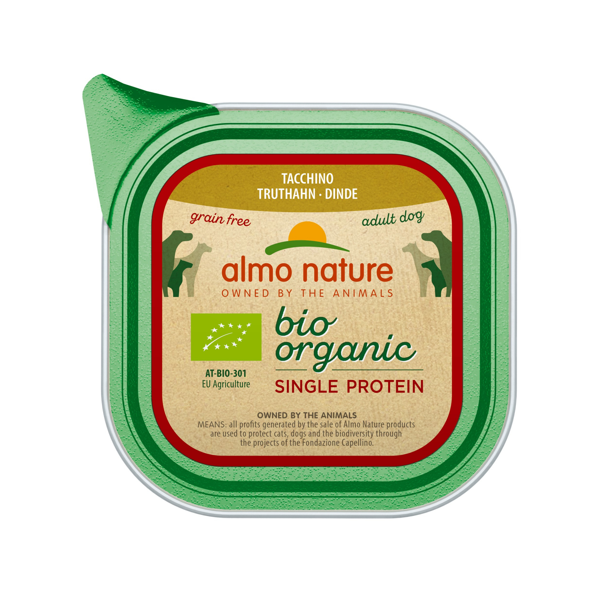Paté ALMO NATURE Bio Organic Single Proteine 150g para Cão Adulto - 4 sabores à escolha