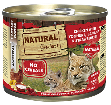 Graanvrij natvoer NATURAL GREATNESS voor volwassen katten 200g - 3 smaken naar keuze