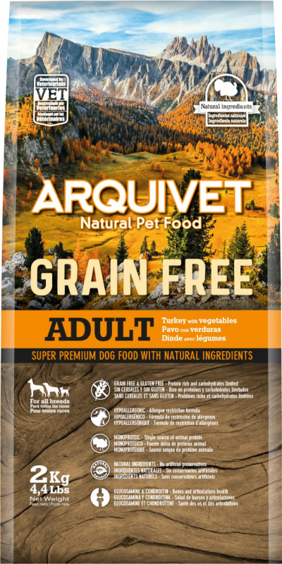 ARQUIVET Adult Grain Free Sem Cereáis de Peru & Legumes para Cão Adulto