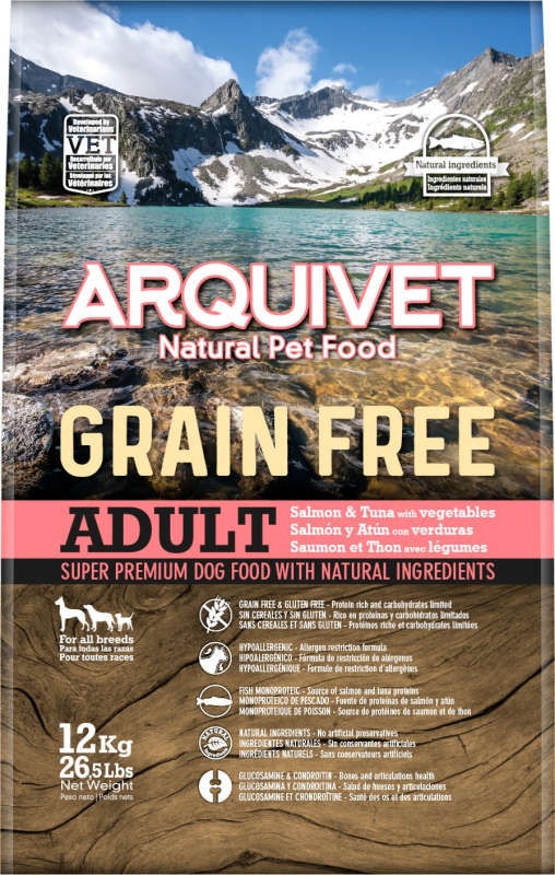 ARQUIVET Adult Grain Free Sans Céréales Saumon, Thon & Légumes pour Chien Adulte