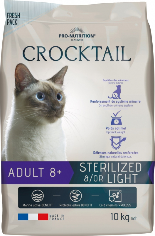 PRO-NUTRITION CROCKTAIL Adult 8+ Sterilized pour Chat Senior Stérilisé