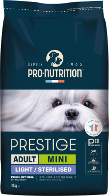 PRO-NUTRITION PRESTIGE Mini Light & Sterilized pour Chien Adulte de Petite Taille Stérilisé ou en Surpoids