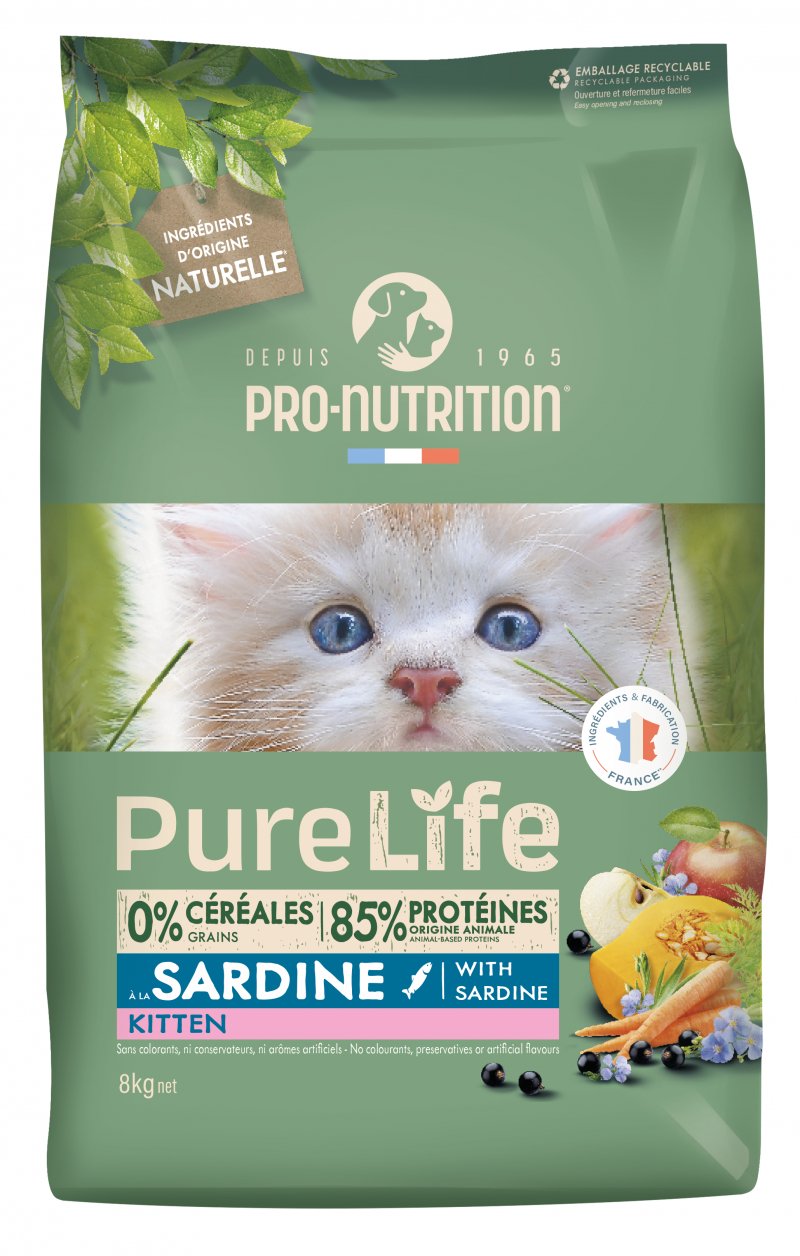 PRO-NUTRITION Pure Life Sans Céréales Kitten à la Sardine pour Chaton