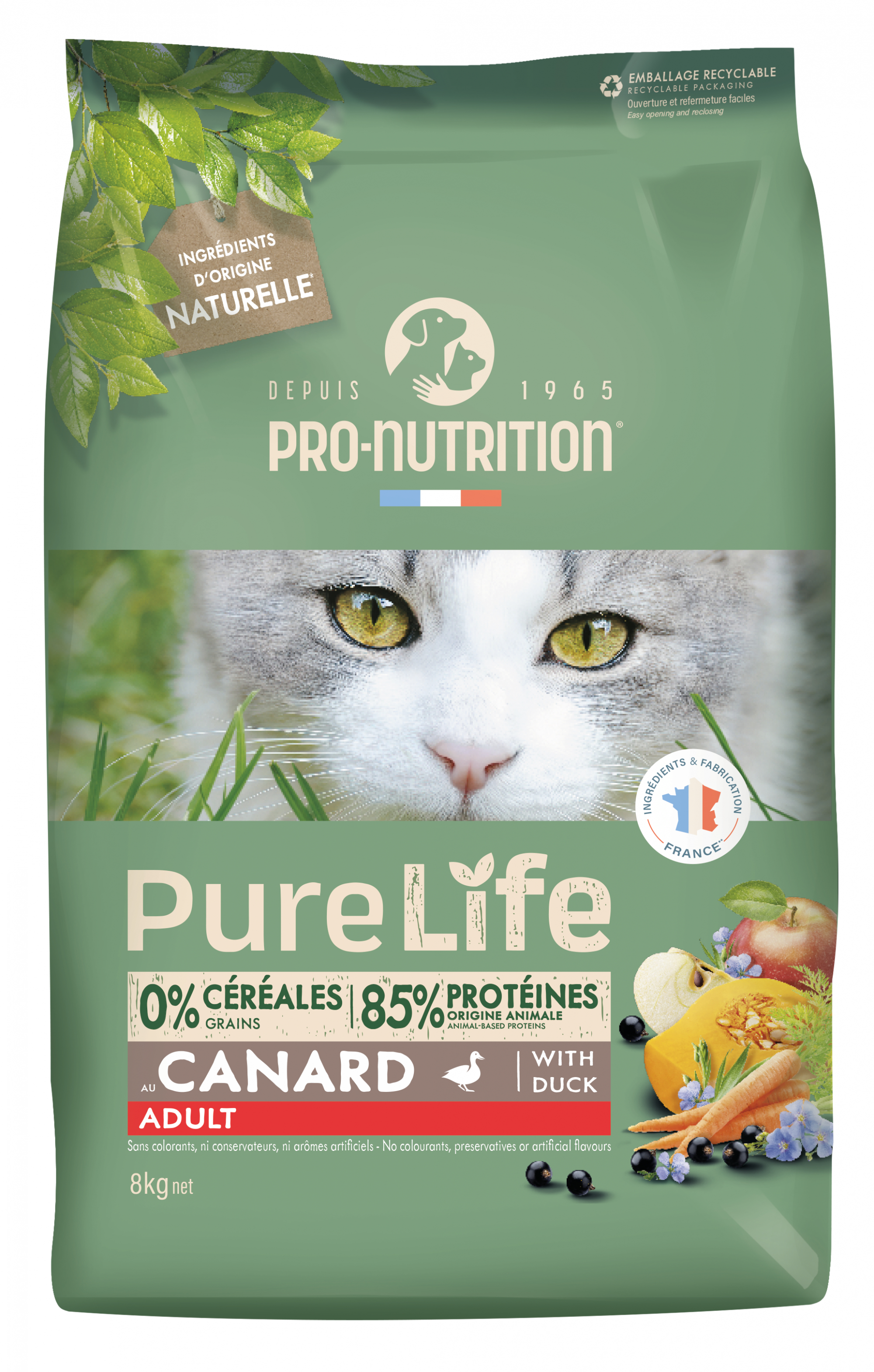 PRO-NUTRITION Pure Life Sans Céréales Adult au Canard pour Chat Adulte