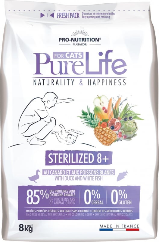 PRO-NUTRITION Pure Life Sans Céréales Sterilized 8+ pour Chat Senior Stérilisé