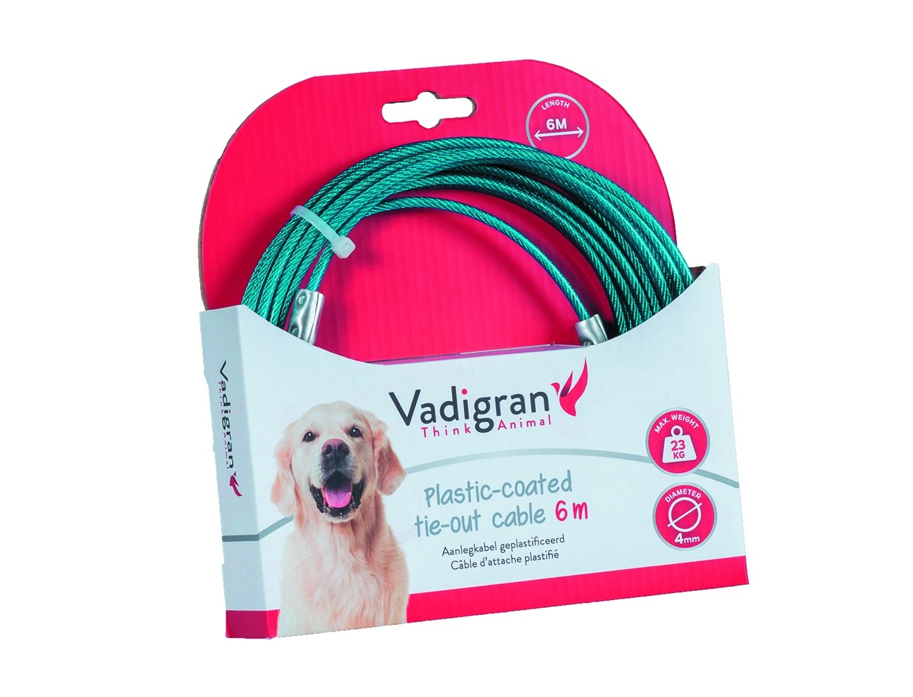 Cable de enganche revestido de plástico para perro