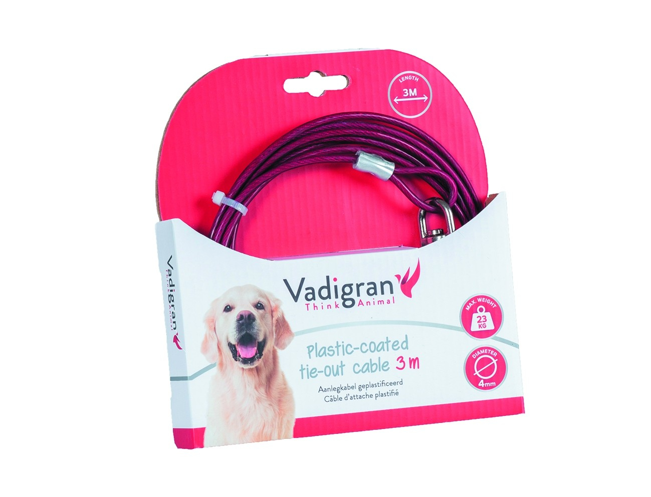 Cable d'attache gainée plastique pour chien
