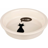 Ciotola in ceramica con gatto, bianco