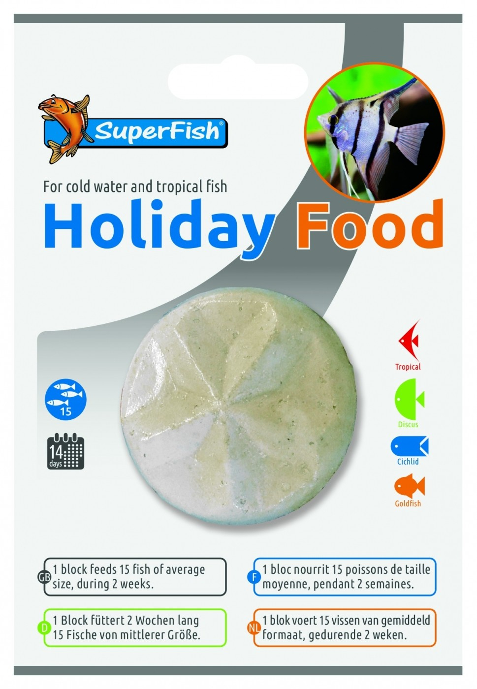 Bloco Férias comida para peixes Holiday Food