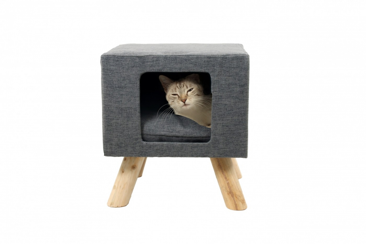 Grande Niche Sur Pilotis Pour Chat Zolia Greycalix 40cm Avec Griffoir Integre