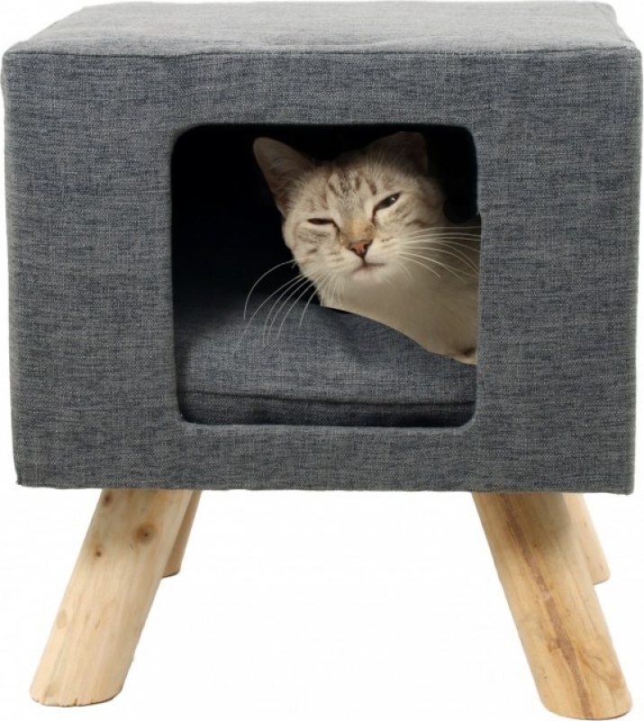 Grande Niche Sur Pilotis Pour Chat Zolia Greycalix 40cm Avec Griffoir Integre