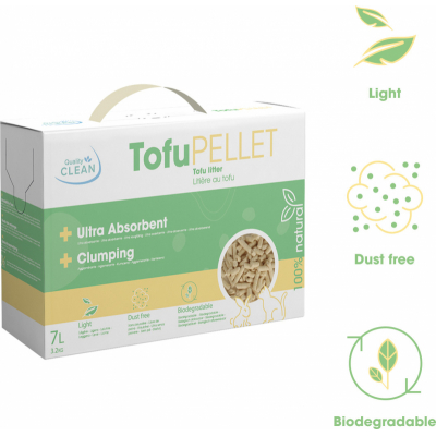 Litière végétale agglomérante TofuPellets Quality Clean - 7L