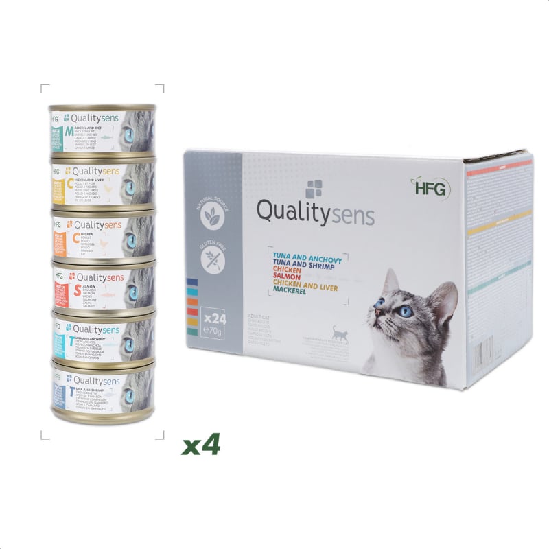 Quality Sens HFG Multipack Patés 100% naturais em caldo Patê para gato adulto & gatinhos