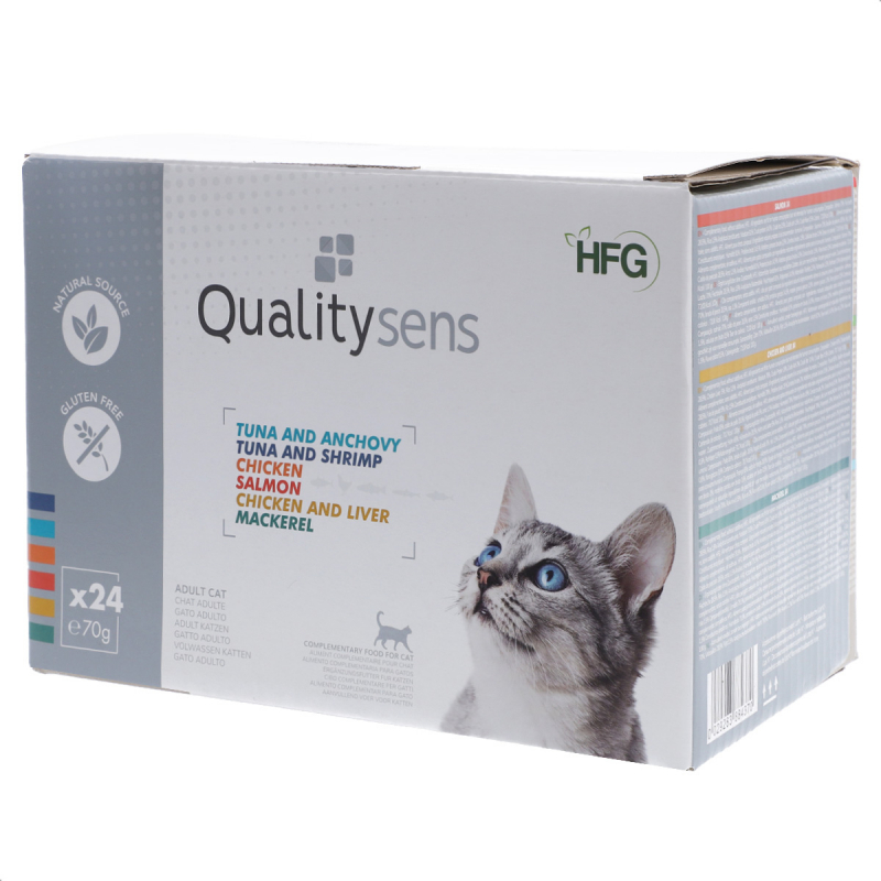 QUALITY SENS HFG Multipack 6 recetas Comida húmeda 100% natural para Gatos y Gatitos