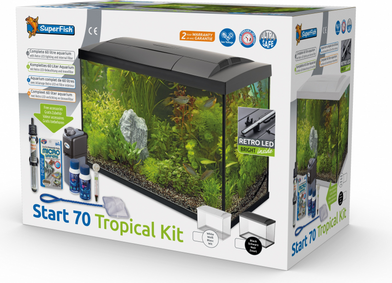 SuperFish Start Kit 70 Tropical Kit, zwart of wit