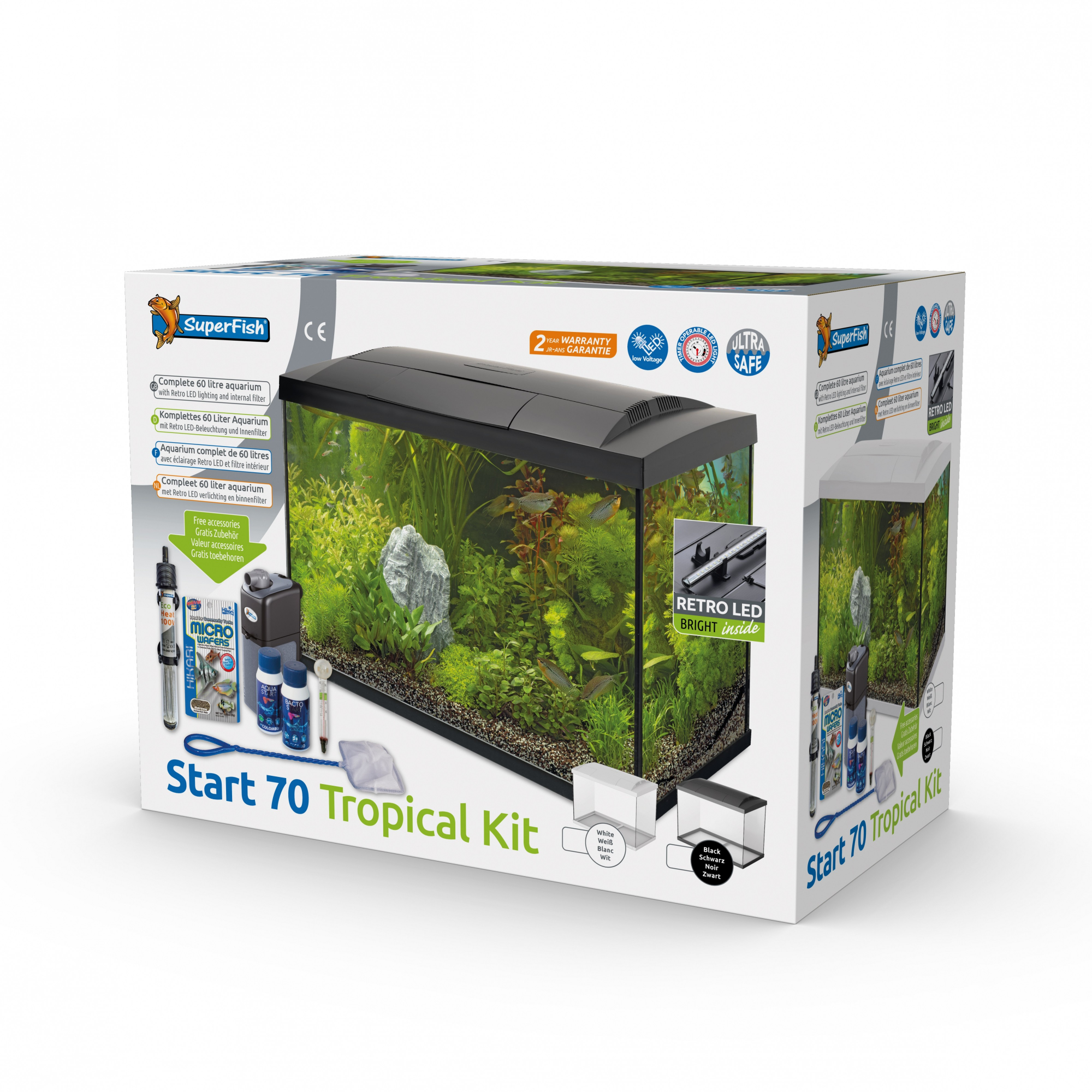 SuperFish Start Kit 70 Tropical Kit, zwart of wit