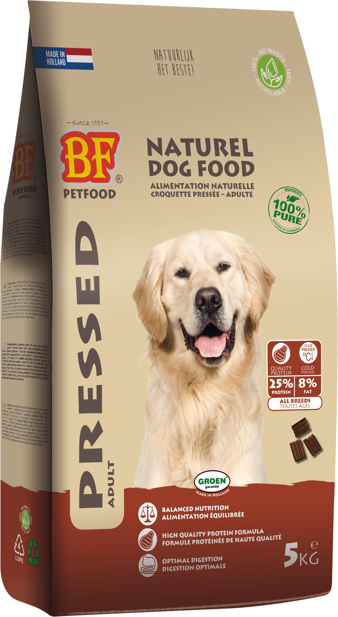 BIOFOOD gepresstes Trockenfutter Adult 25/8 für empfindliche oder anspruchsvolle Hunde