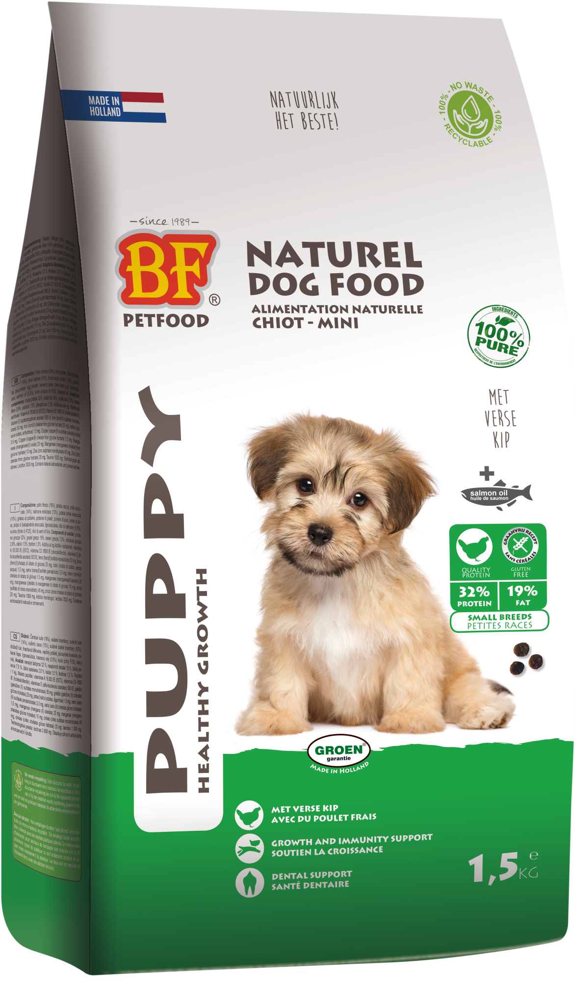 BF PETFOOD - BIOFOOD Puppy MINI 33/20 à la Dinde pour Chiots de Petite Taille