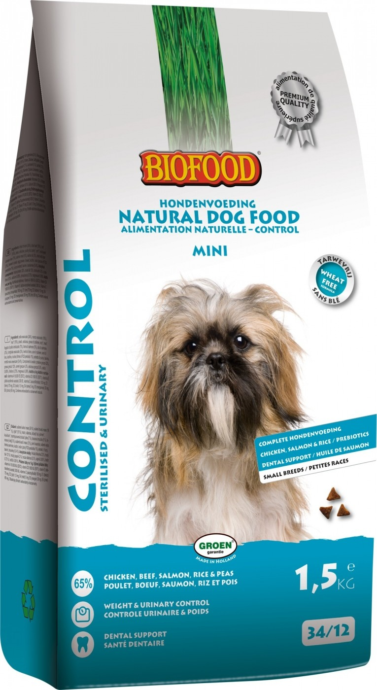 BF PETFOOD - BIOFOOD Mini Control 34/12 para cão adulto de porte pequeno esterilizado ou com excesso de peso