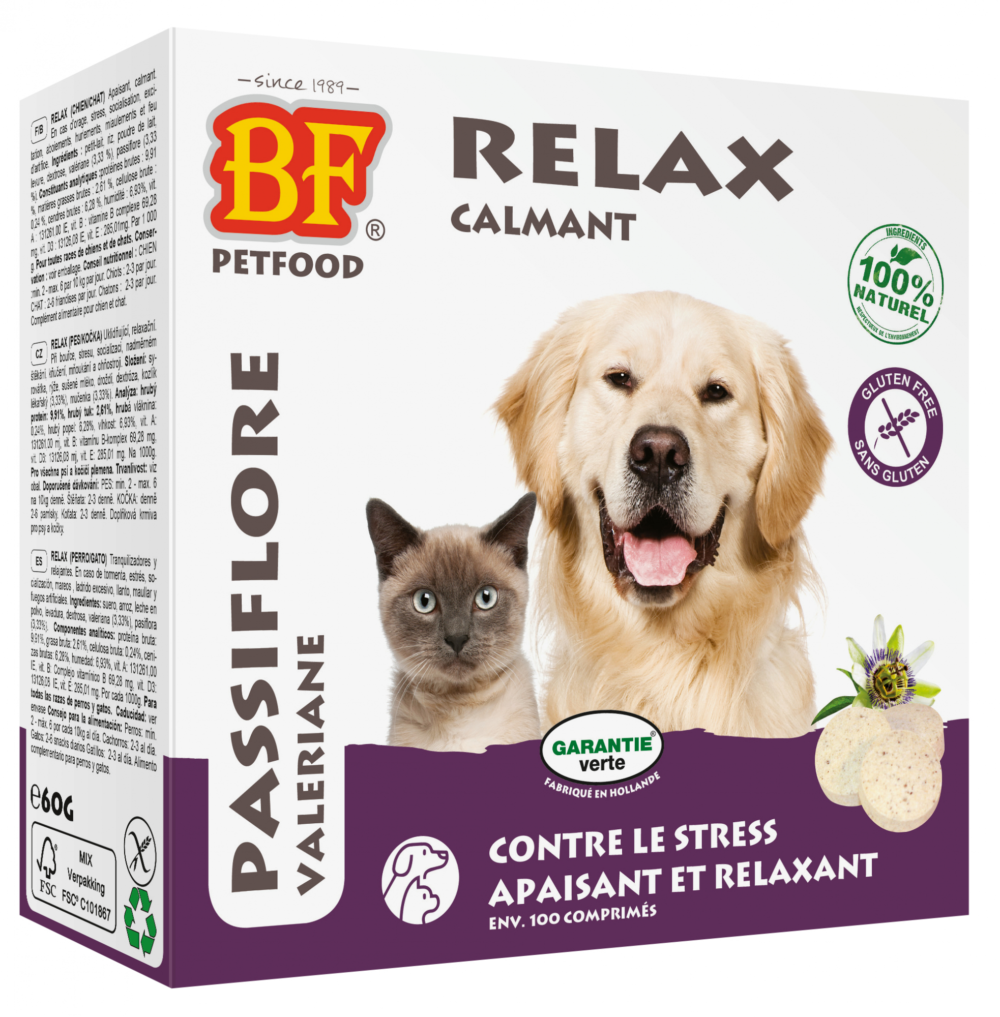 BF PETFOOD - BIOFOOD Comprimidos 100% Naturais Relaxantes para Cães e Gatos