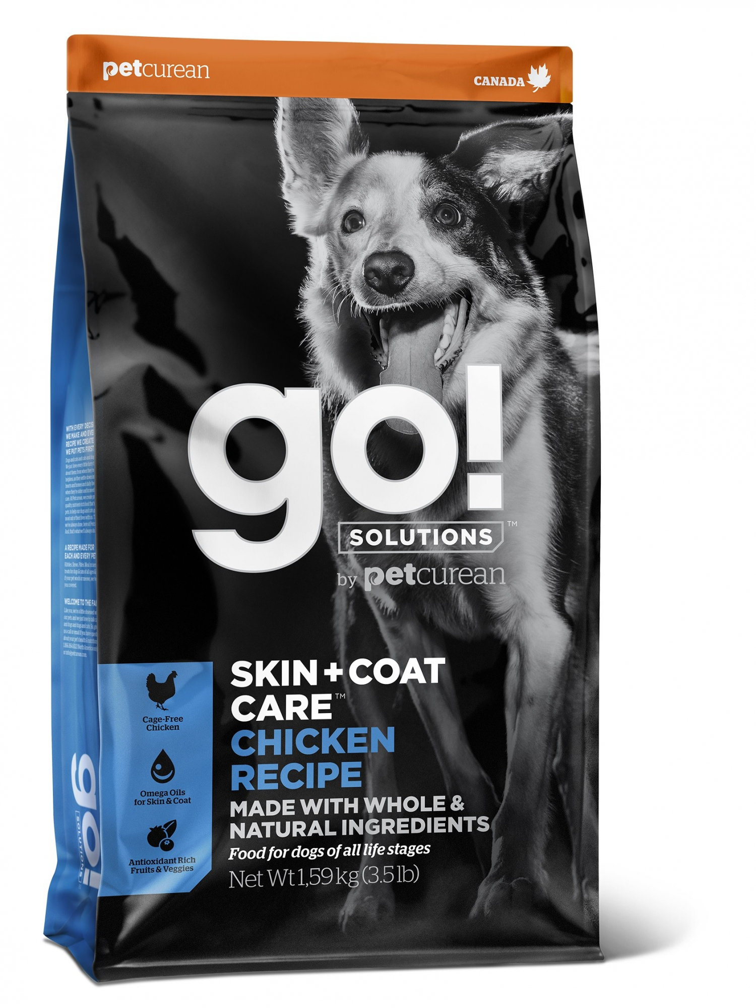 PETCUREAN GO! Skin + Coat Care mit Huhn für erwachsene Hunde und Welpen