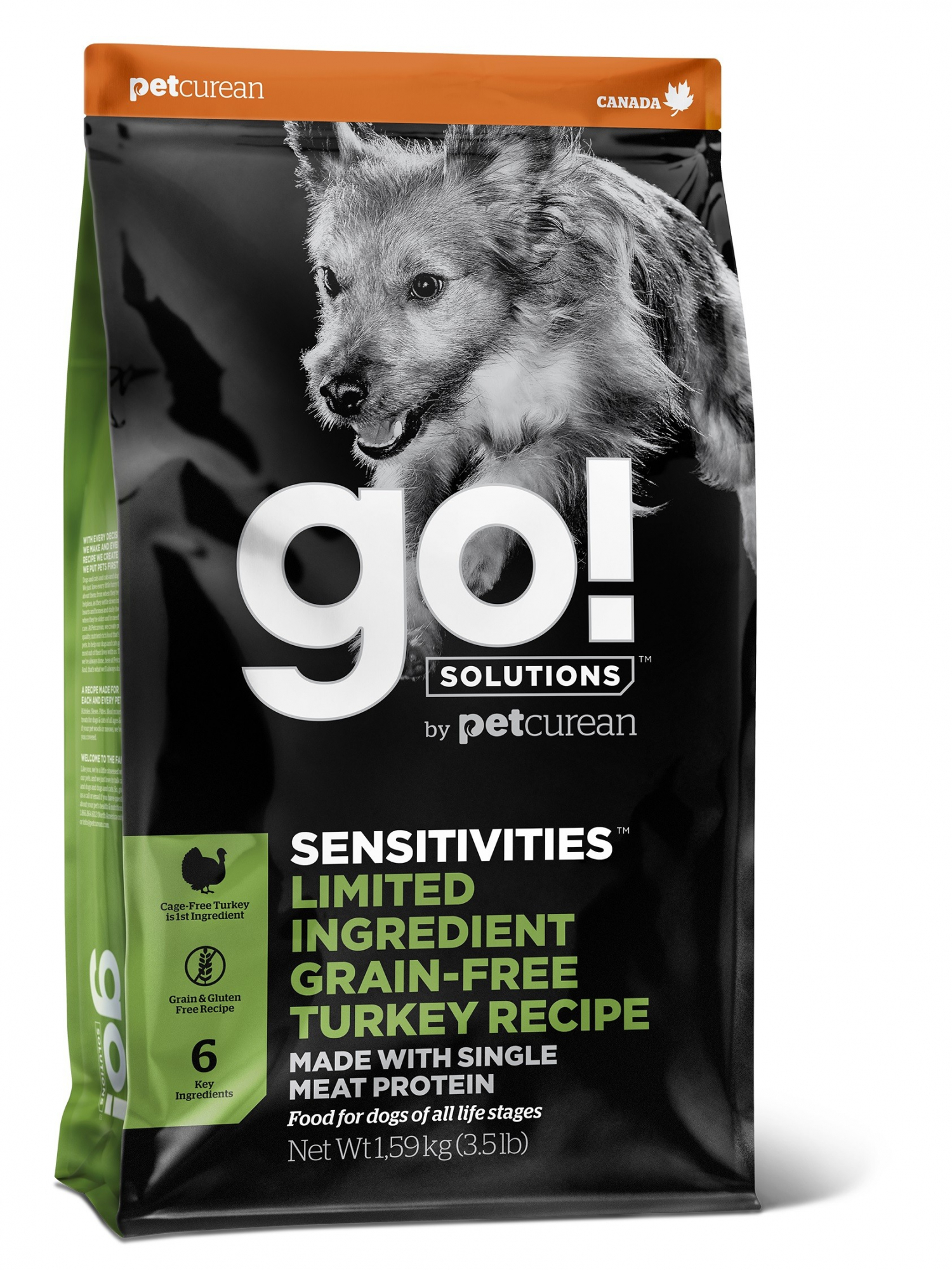 PETCUREAN GO! Dog Sensitivity + Shine LID al Tacchino Senza Cereali per Cani e Cuccioli Sensibili