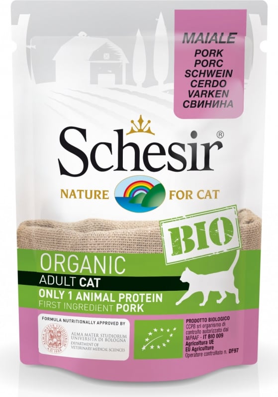 SCHESIR Bio Comida húmeda para gatos 85gr - 4 recetas monoproteicas