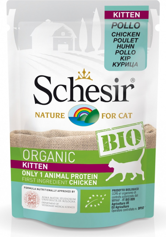 SCHESIR Bio Adult Ohne Getreide 85gr für Katzen und Kitten - 4 Geschmacksrichtungen