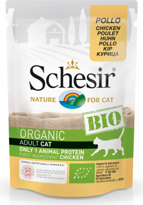 SCHESIR Bio Comida húmeda para gatos 85gr - 4 recetas monoproteicas