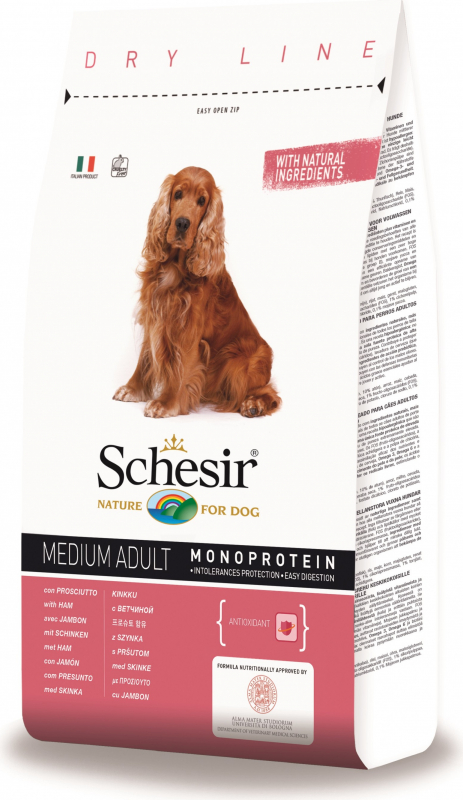 SCHESIR-Pflege mit Schinken für mittelgroße erwachsene Hunde  