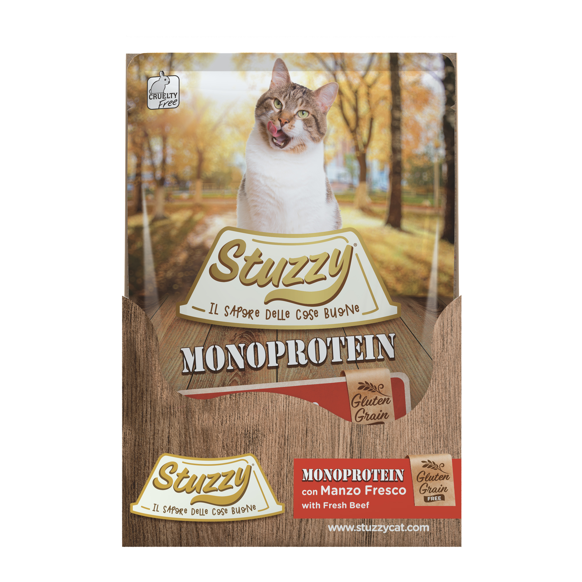 Patê sem cereais STUZZY Monoprotein 85g com carne fresca para gatos adultos - 3 Sabores à escolha