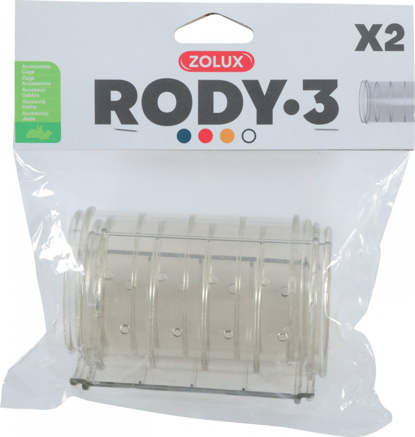 Pack de 2 tubos rectos para jaulas Rody3 gris transparente
