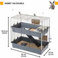 Cage Double pour lapin et cobaye - 99 cm - Ferplast Rabbit 100