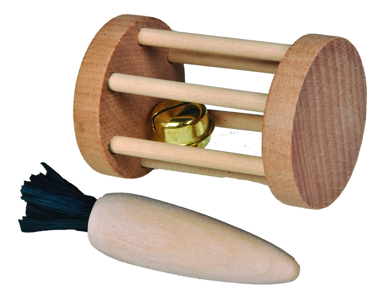 Spielzeug für Nagetiere Rolle und Karotte aus Holz