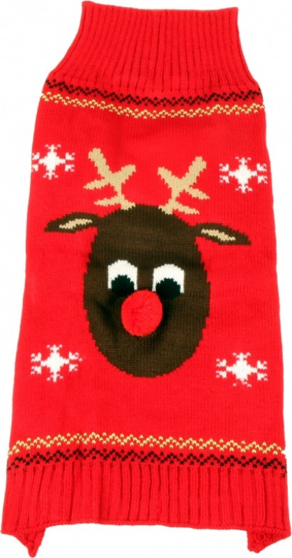 Zolia Festive Red Reindeer Christmas Sweater for Dogs - Подходит для крупных собак