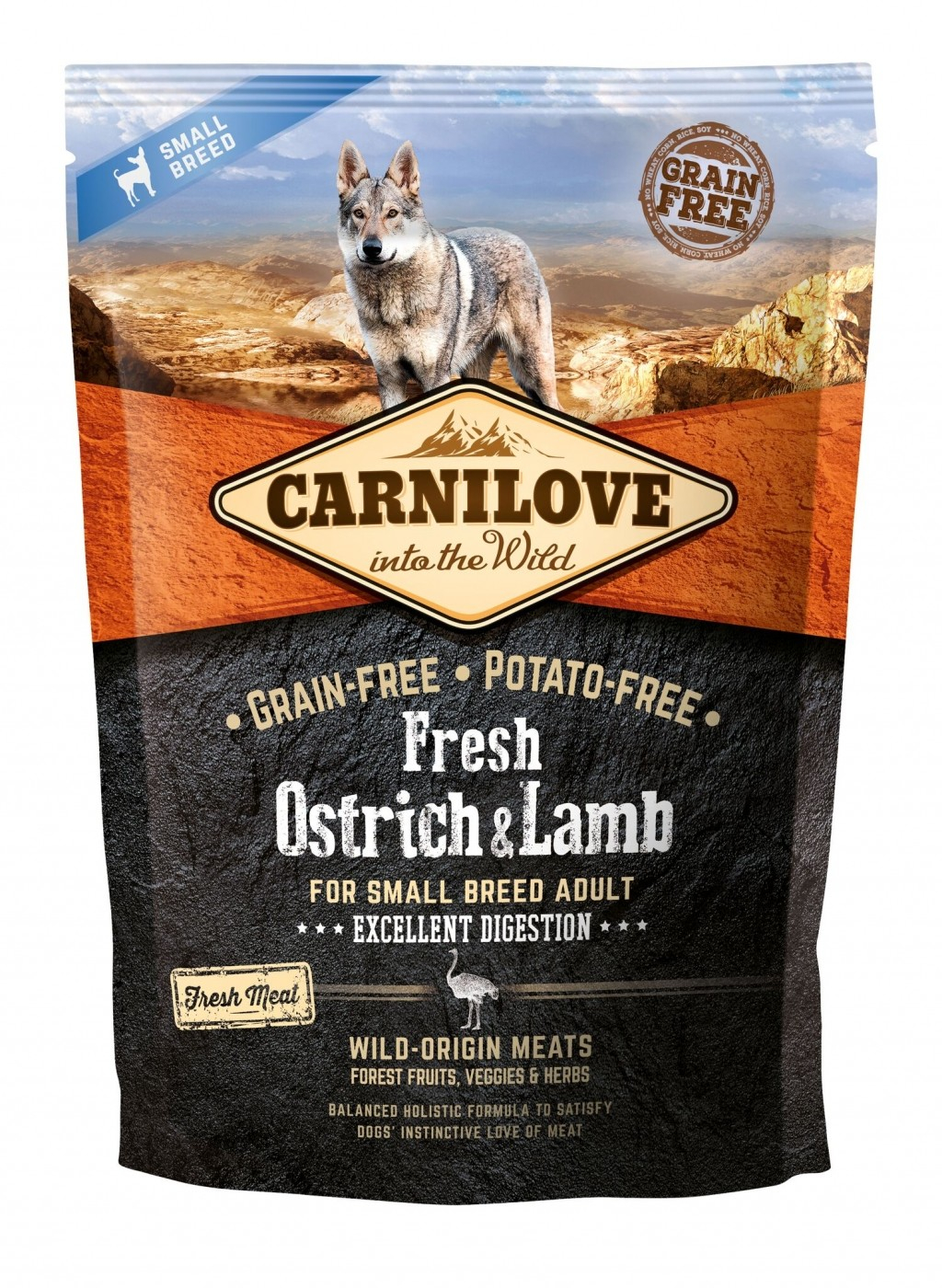 CARNILOVE FRESH Ostrich & Lamb Adulto de Tamanho Pequeno