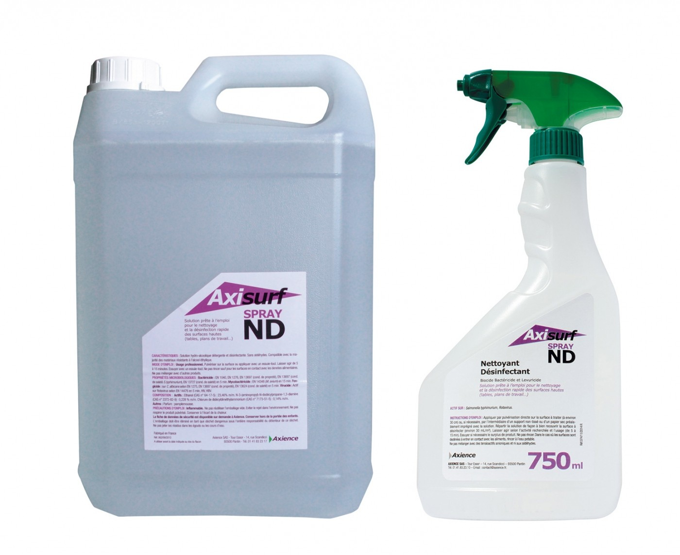 AXIENCE Axisurf ND Spray - Solución hidro-alcohólica limpiadora y desinfectante