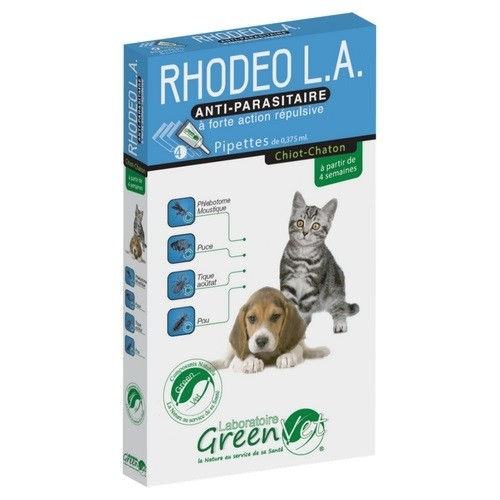 Greenvet Rhodeo L.A. Pipettes répulsives actifs naturels pour chiot et chaton