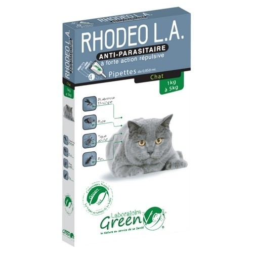 Greenvet Rhodeo L.A. Pipettes répulsives actifs naturels pour chat