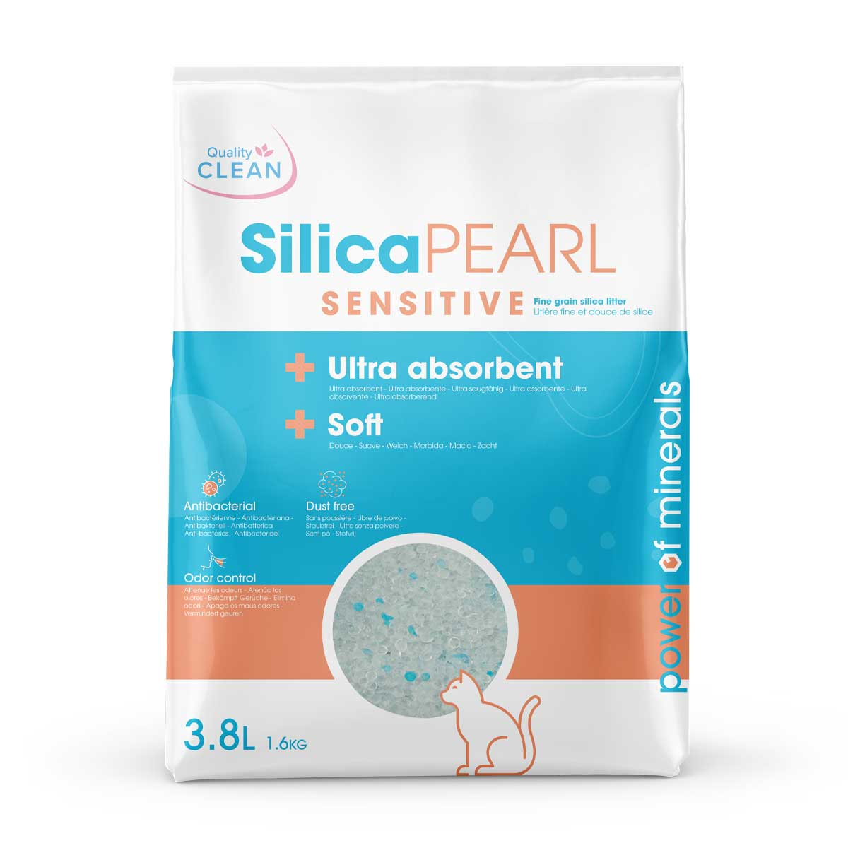 Litière pour chat Silica Pearl Sensitive idéale pour chatons ou chats sensibles