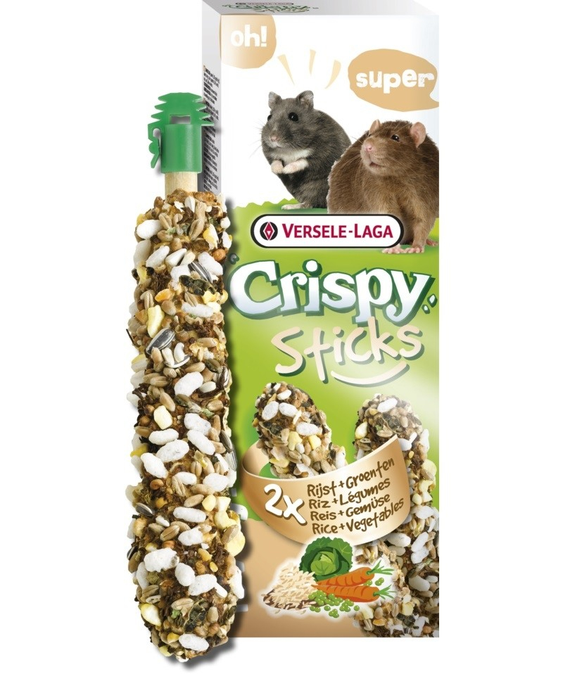 Versele Laga Crispy Sticks Hamsters e Ratos Arroz e Legumes