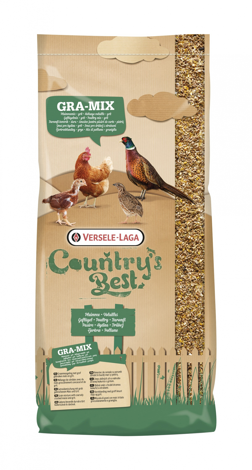 Alimentação adaptada para galinhas poedeiras Gra-Mix Country's Best + grão e milho para aves de capoeira
