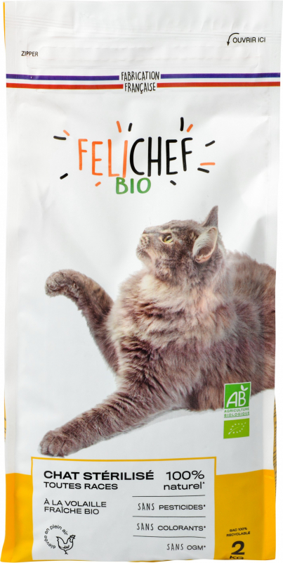 Felichef Bio Croquettes Bio Pour Chat Adulte Sterilise