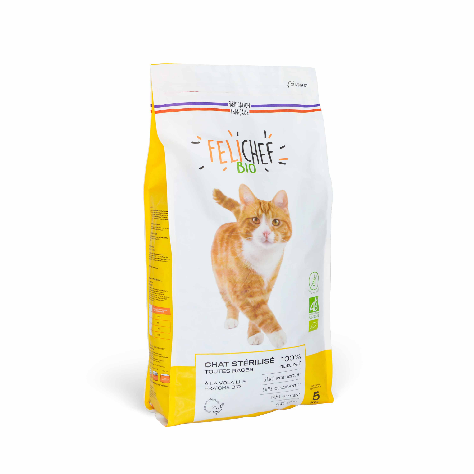 FELICHEF BIO Croquetes BIO - Ração seca biológica sem cereais para gato esterilizado