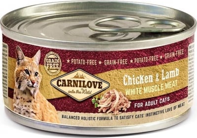 Carnilove Comida húmeda para gatos adultos Pollo y Cordero 100 gr
