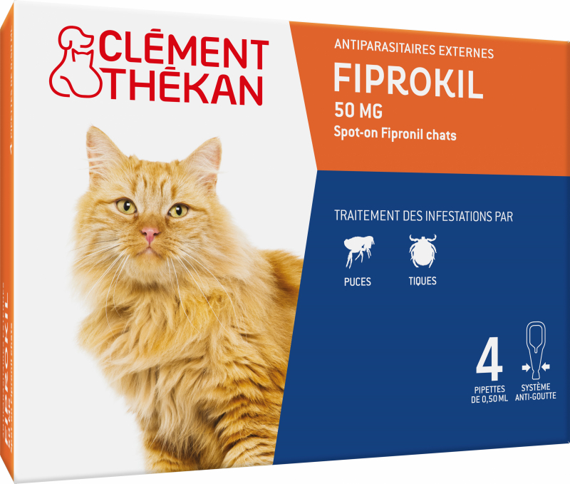 Clément Thékan Fiprokil Pipettes anti-puces et tiques pour chat