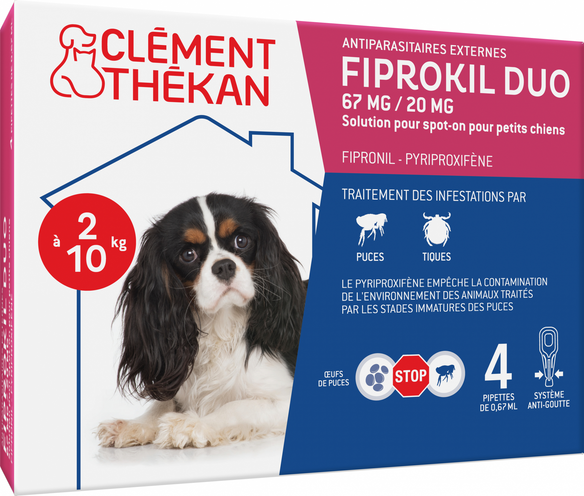 Clément Thékan Fiprokil DUO Pipetas antiparasitárias anti-pulgas e carraças para cães